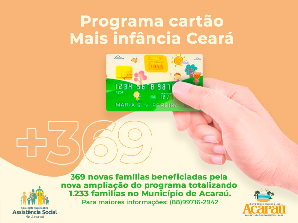 215 NOVOS BENEFICIÁRIOS DO BOLSA FAMÍLIA EM ACARAÚ